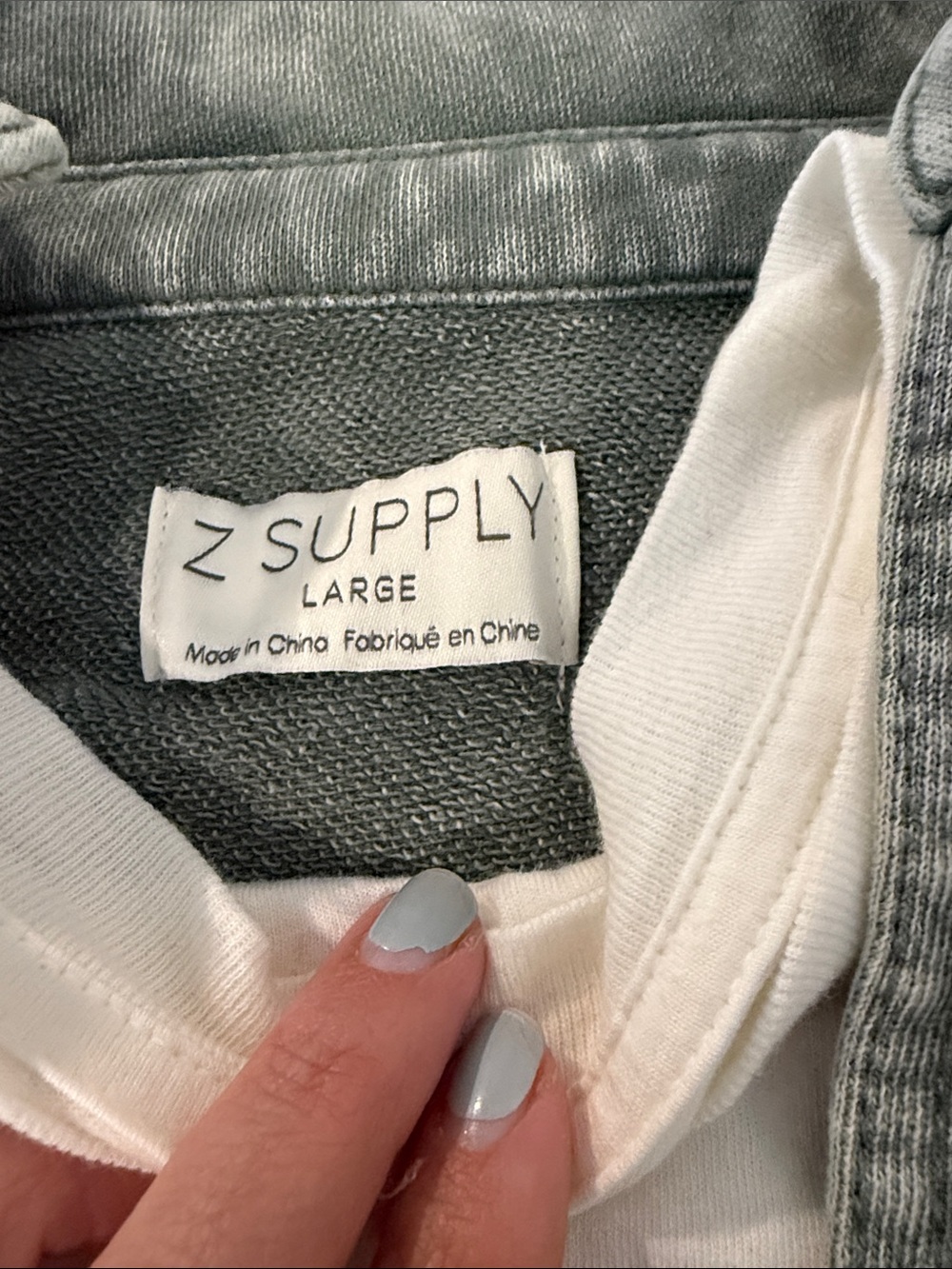 Z Supply Washed Sage Oversized Snap-Front Jacket sweatshirt material - Picture 2 of 2